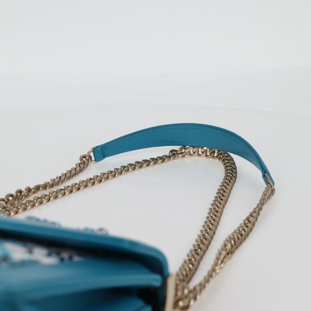 Miu Miu Canvas Leather Chain Shoulder Bag Blue - Picture 12 of 14